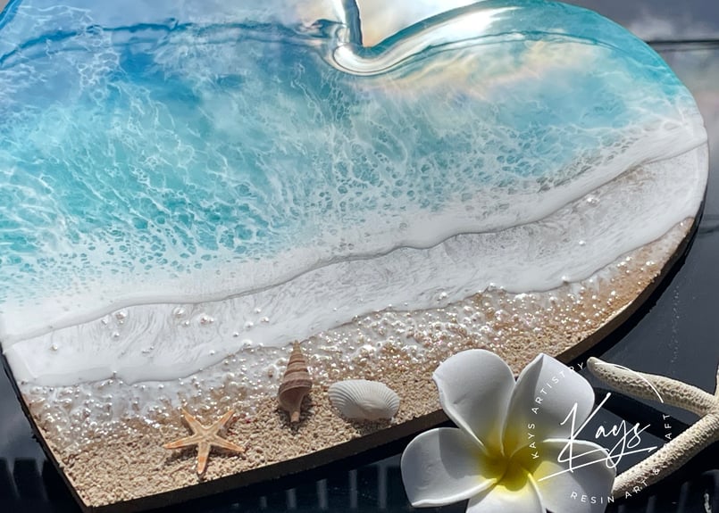 波のボード】受注制作/ハート型のボード/文字入れ可能/バレンタイン