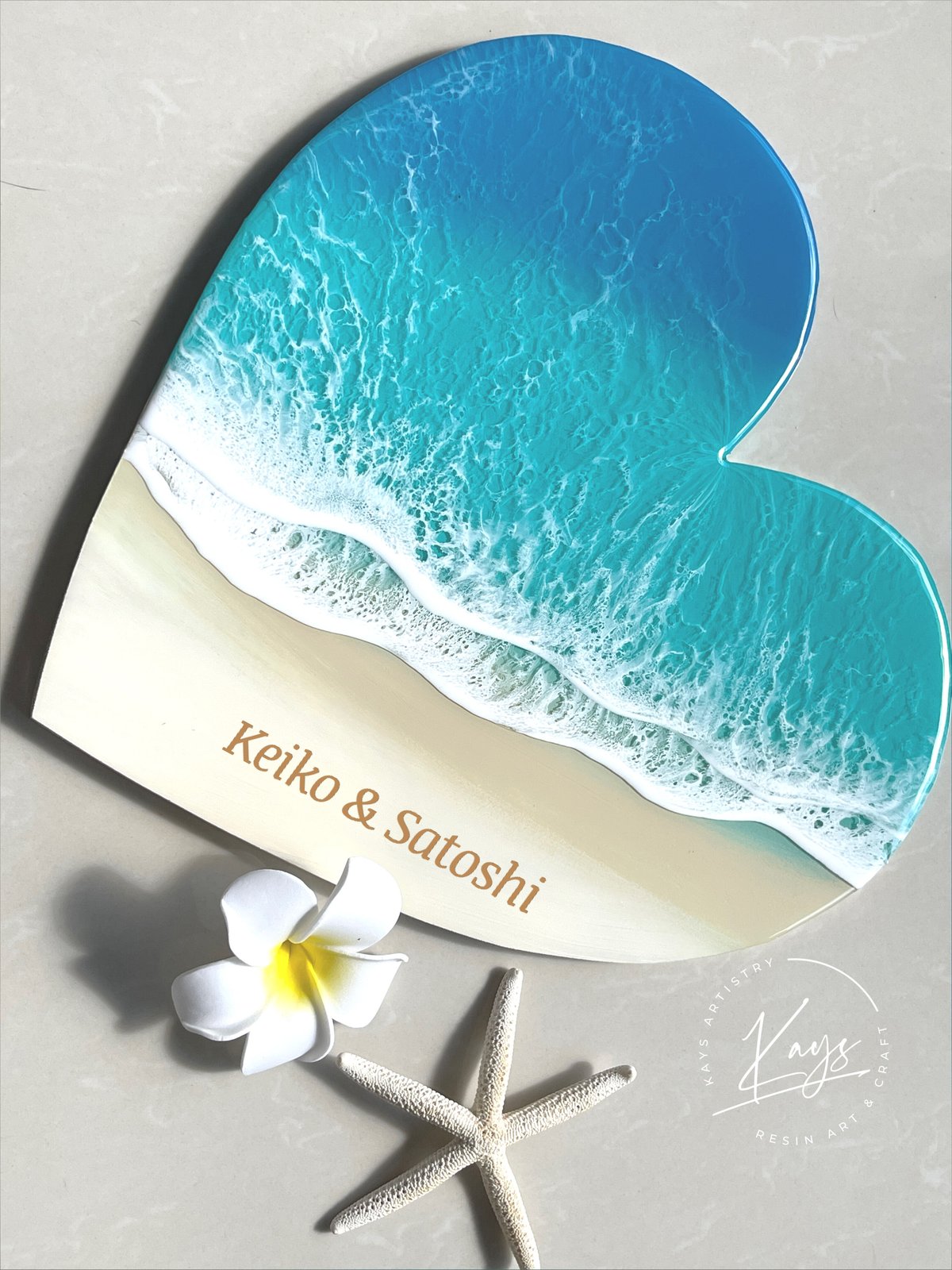 波のボード】受注制作/ハート型のボード/文字入れ可能/バレンタイン