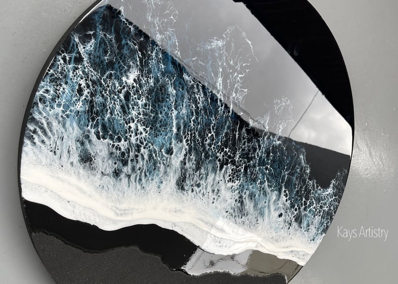 M 様☆レジンアート【波のキャンバス】 受注制作ブラックオーシャン