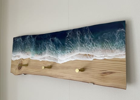 【ホームデコ】琉球松オーシャンアート　63cm 原品/一品限り/限定セール品/コートラック/タオルラック/フック/Home Decor