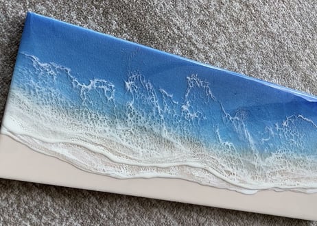 ★現品　レジンアート【波のキャンバス】　Wide panel 約W 54×22cm