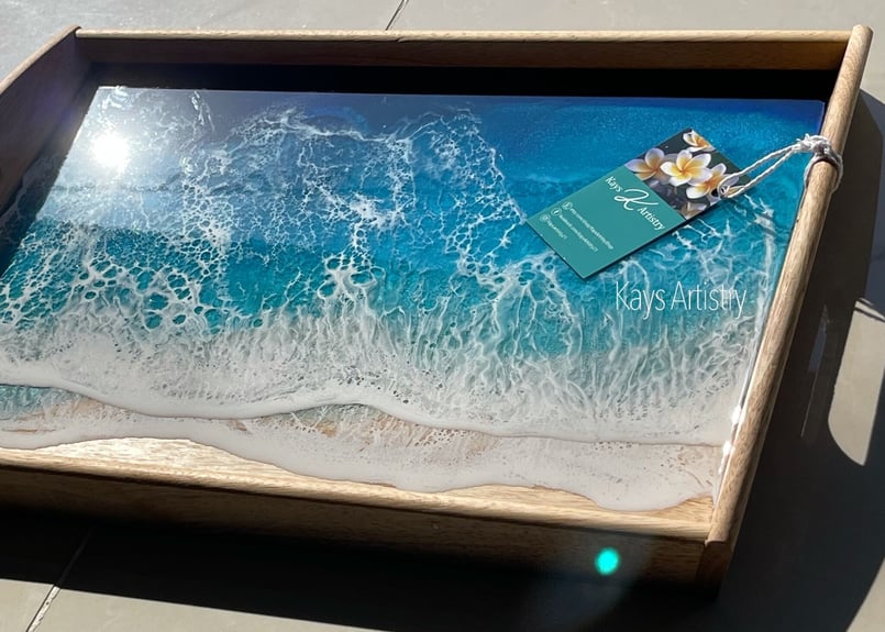 波のトレイ】受注制作/トレイ/ お盆 | Resin Art Shop Kays Artistry