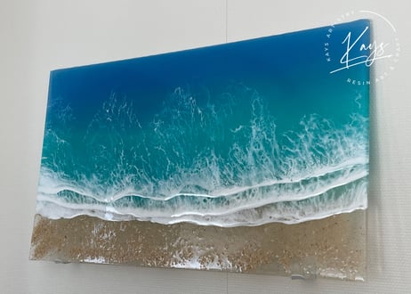 レジンアート【波のクリアパネル】半透明　大判32cm×54cm 受注制作/アクリルパネル海アートウェディング記念品