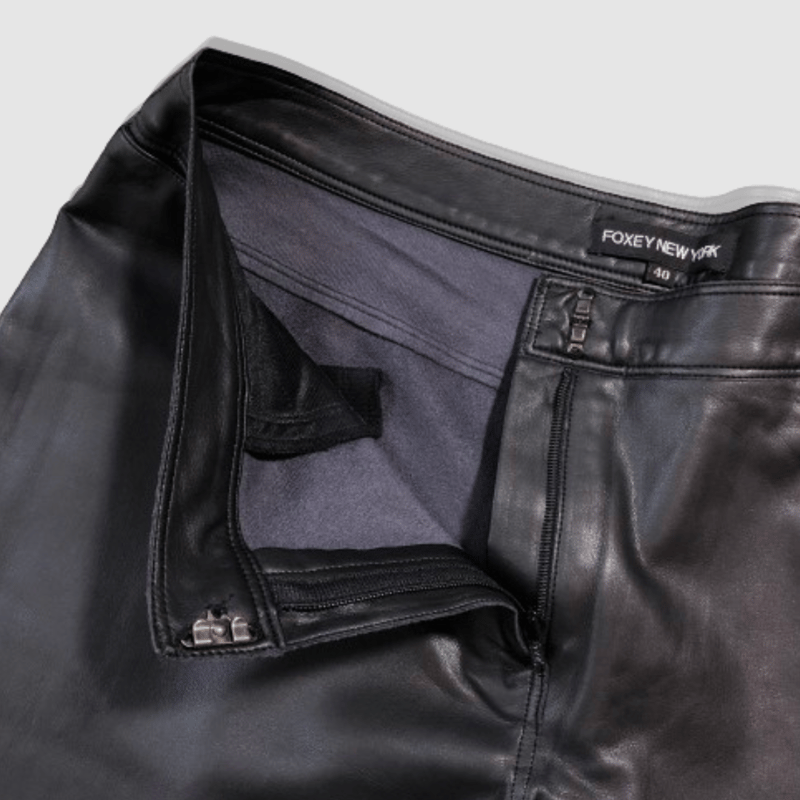 良品　Foxey フォクシー　ウール　クロップドパンツ　ブラック　40 フォクシーニューヨークFOXEY NEW YORK-フェイクレザーパンツ