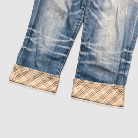 バーバリーブルーレーベル-BURBERRY-ロールアップハーフデニム
