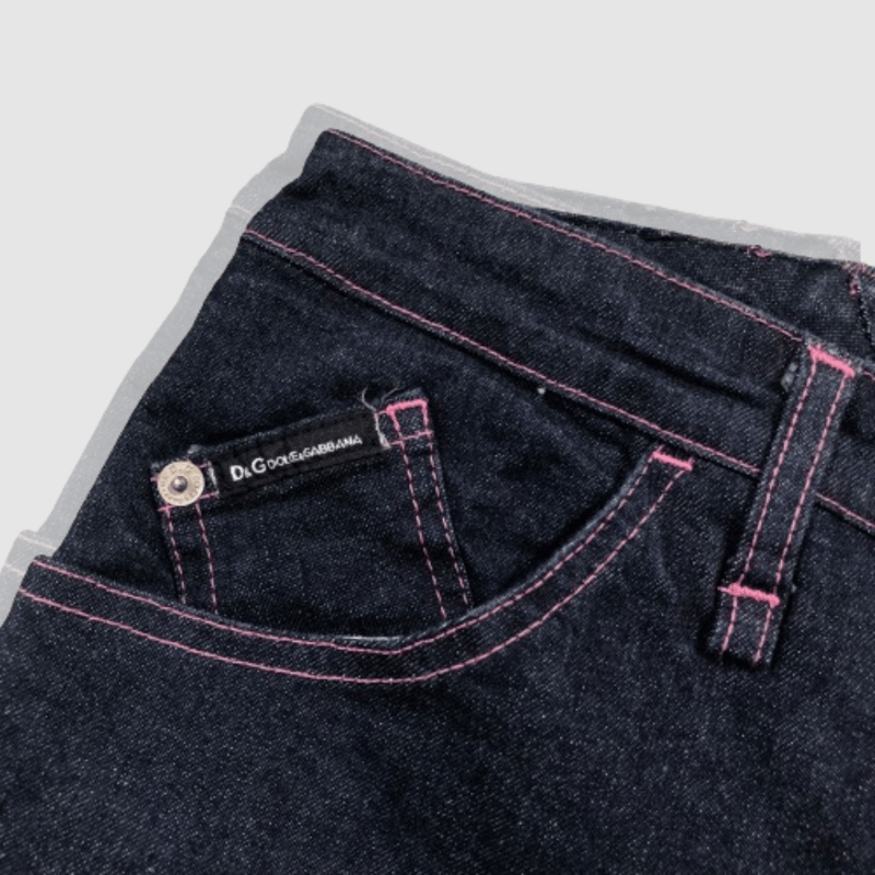 D &G ドルチェ＆ガッバーナ デニム ドルチェ&ガッバーナ - D&G - ウエストレザーデニムパンツ | MoDeNeW
