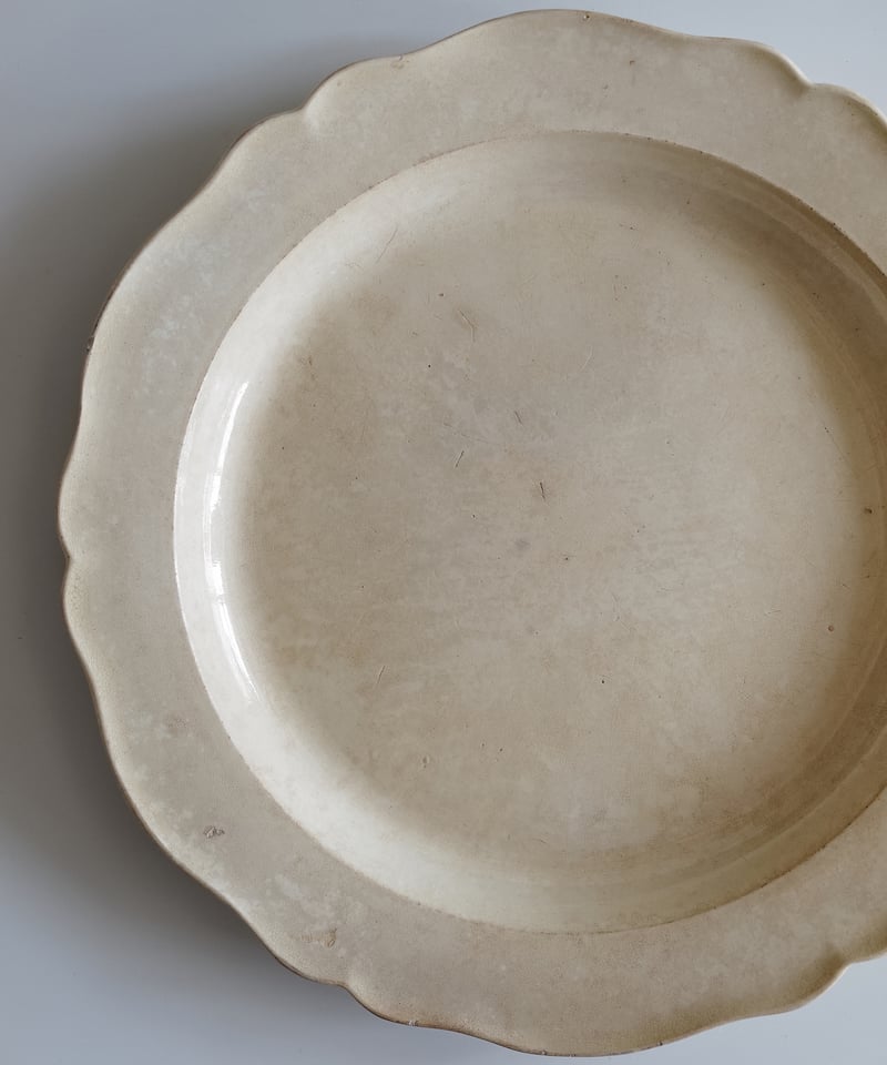 モントロー窯 1820年代 ファイアンスフィン 花リム大皿 | chez Augustins