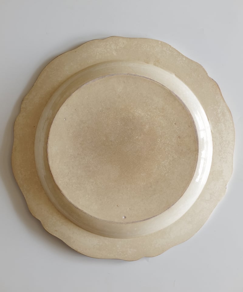 モントロー窯 1820年代 ファイアンスフィン 花リム大皿 | chez Augustins