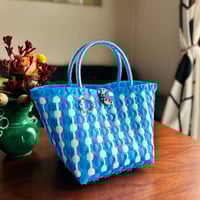 専用　　プラカゴ　水玉５個セット ☆手提げ型プラカゴ☆ 水玉（シトロングリーン／シルバー） | Kapurago