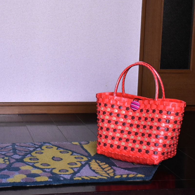 プラカゴキット ☆手提げ型プラカゴ☆ チェック柄プラカゴ（みかん