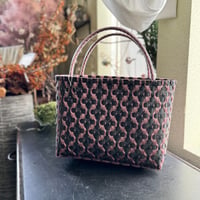 --- DAMASK PATTERN BAG ---　[ black× pink / Size L ]