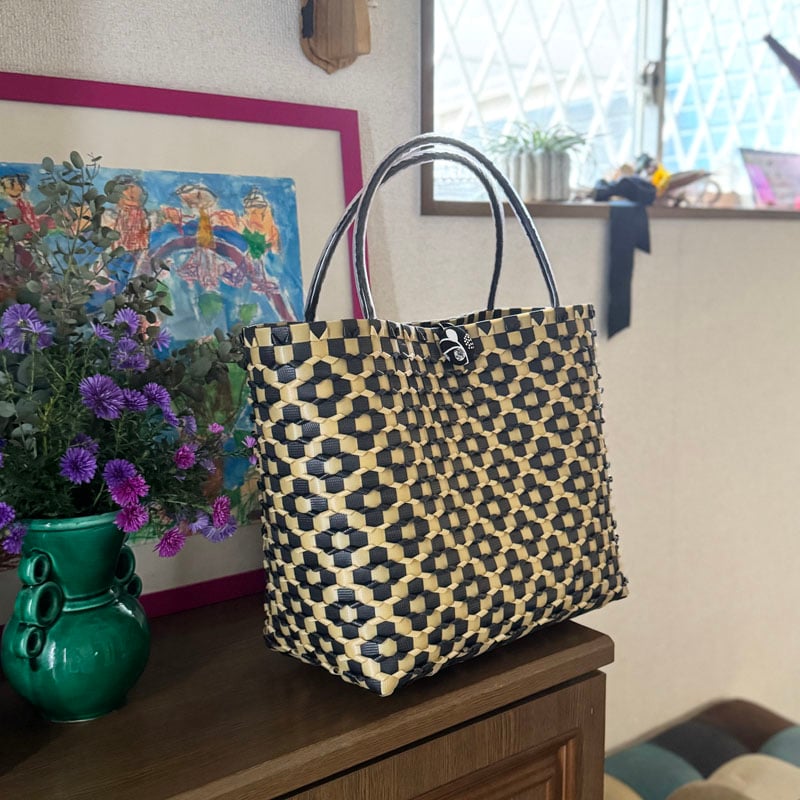 プラカゴキット --- FLOWER PATTERN BAG --- [ black × be