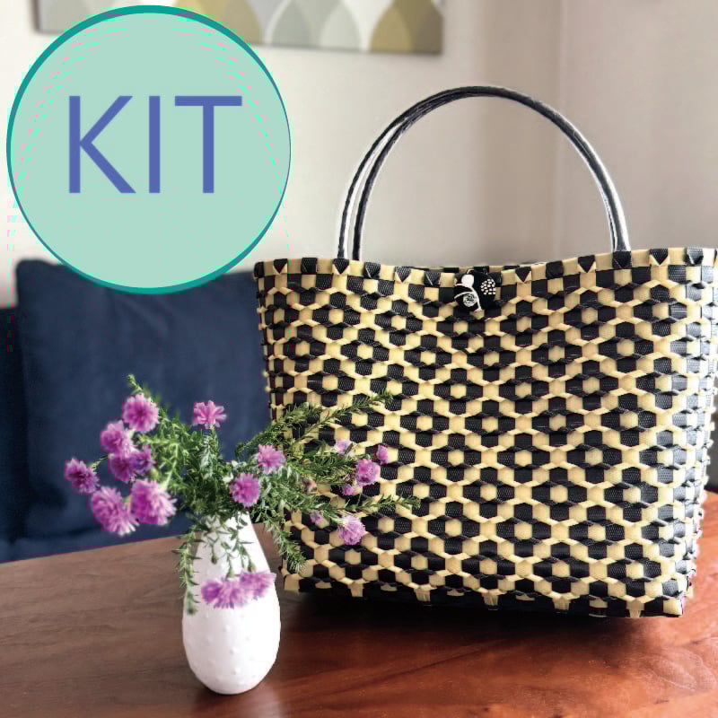 プラカゴキット --- FLOWER PATTERN BAG --- [ black × be