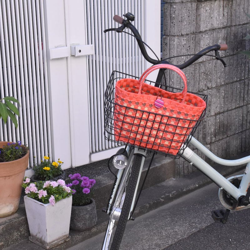 プラカゴキット ☆手提げ型プラカゴ☆ チェック柄プラカゴ（みかん