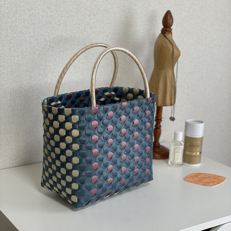 ppバンド プラかご Mサイズ ☆手提げ型プラカゴ☆ 水玉プラカゴ