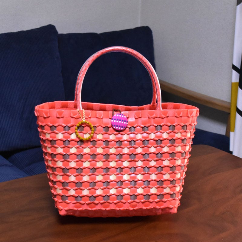 プラカゴキット ☆手提げ型プラカゴ☆ チェック柄プラカゴ（みかん