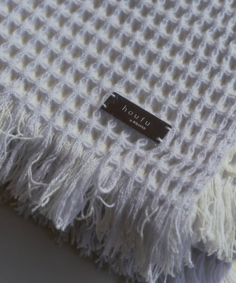 【houfu】Waffle Throw - Ash Blue / White -