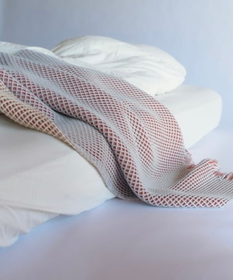 【houfu】Waffle Throw - Mist Blue / Burnt Red / White -
