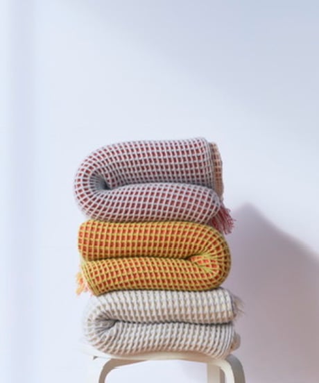 【houfu】Waffle Throw - Ash Blue / White -