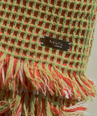 【houfu】Waffle Throw - Citrus Green / Glow Orange / White -