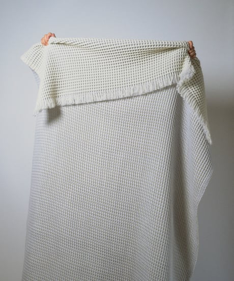 【houfu】Waffle Throw - Ash Blue / White -