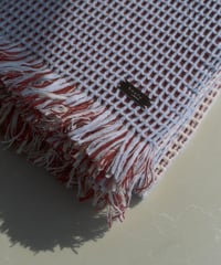 【houfu】Waffle Throw - Mist Blue / Burnt Red / White -