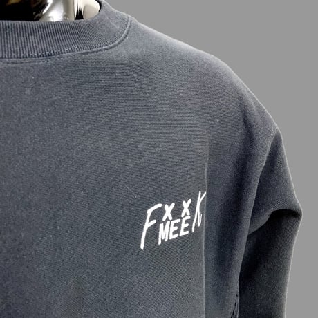 [MEE-010] CHEST EMBROIDERY CREW SWEAT [Brushed back] (BLK)