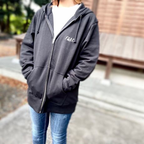 [MEE-013] CHEST EMBROIDERY HOODED SWEATSHIRT(BLK)