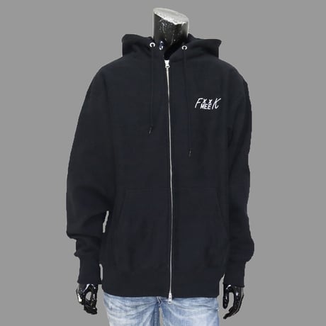 [MEE-015] CHEST EMBROIDERY HOODED SWEATSHIRT (Brushed back) (BLK)