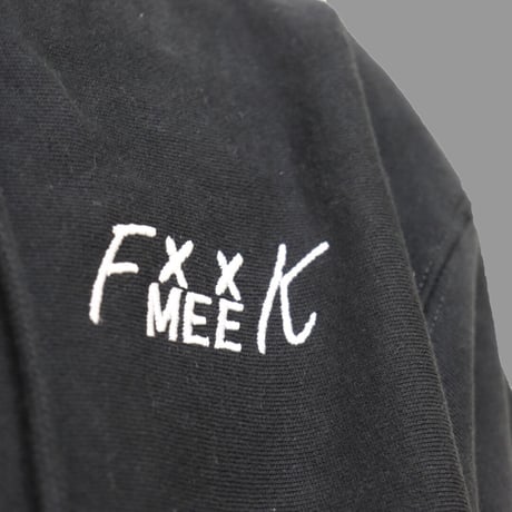 [MEE-015] CHEST EMBROIDERY HOODED SWEATSHIRT (Brushed back) (BLK)