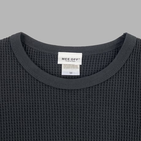 [MEE-002] HEM EMBROIDERY T-SHIRT [WAFFLE] (BLK)