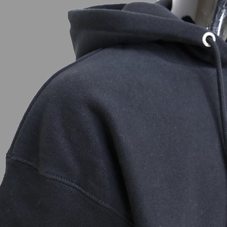 [MEE-015] CHEST EMBROIDERY HOODED SWEATSHIRT (Brushed back) (BLK)