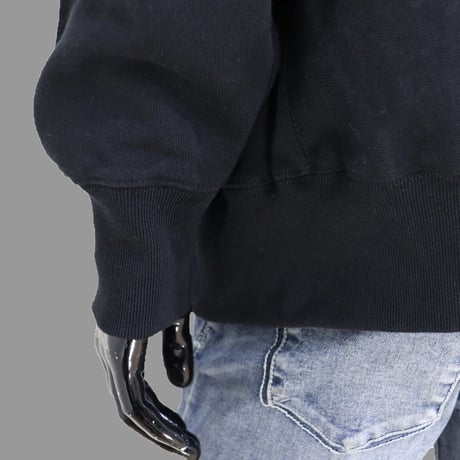 [MEE-015] CHEST EMBROIDERY HOODED SWEATSHIRT (Brushed back) (BLK)