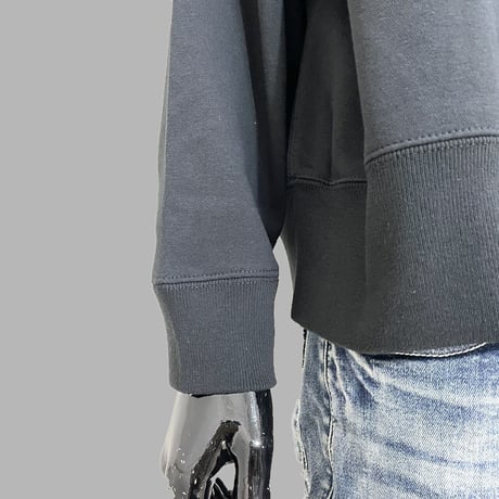 [MEE-005] FRONT LOGO EMBROIDERY CREW SWEAT [Brushed back] (BLK)