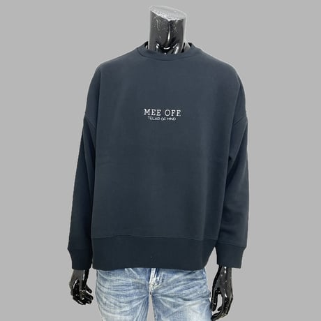 [MEE-005] FRONT LOGO EMBROIDERY CREW SWEAT [Brushed back] (BLK)
