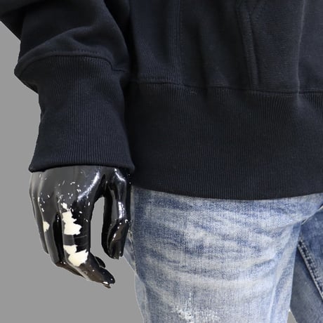 [MEE-015] CHEST EMBROIDERY HOODED SWEATSHIRT (Brushed back) (BLK)
