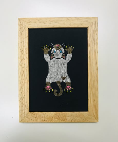 猫ちゃん刺繍画(2Lサイズ） No.８（シャム１）