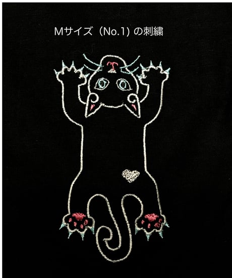 刺繍Tシャツ (フライングCAT・6oz/ブラック）