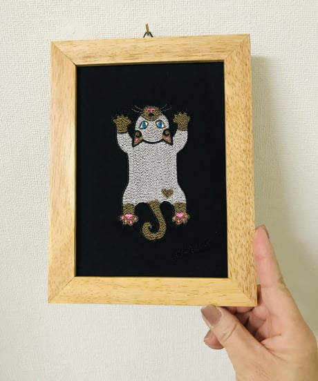 猫ちゃん刺繍画(2Lサイズ） No.9 (シャム２）