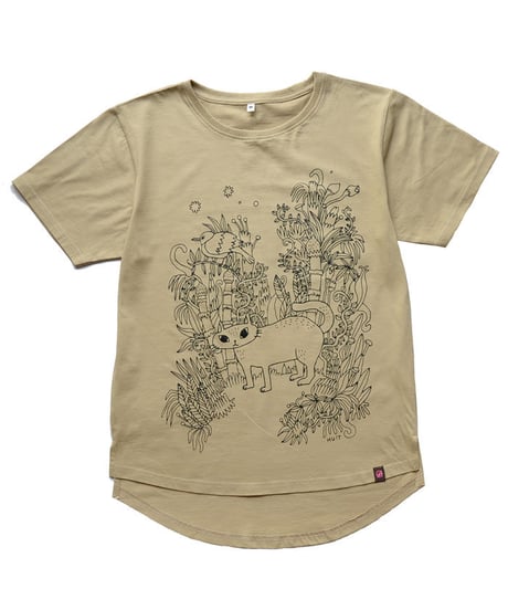 森の猫 Tシャツ ( オートミール）
