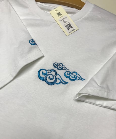 刺繍Tシャツ (アジアンクラウド・6oz/ホワイト）