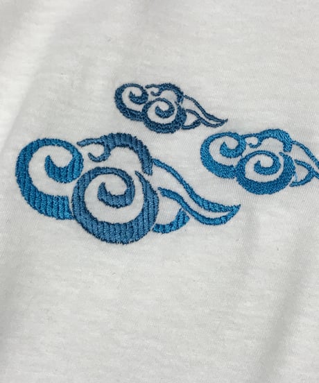 刺繍Tシャツ (アジアンクラウド・4.5oz薄手/ホワイト）