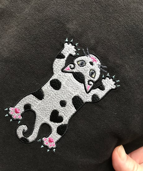 刺繍サコッシュ (CAT- No.7)ブチ猫