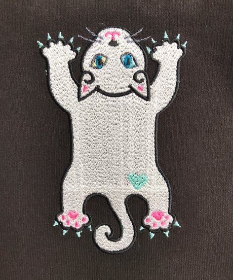 刺繍サコッシュ (CAT- No.13) 白猫オッドアイ２