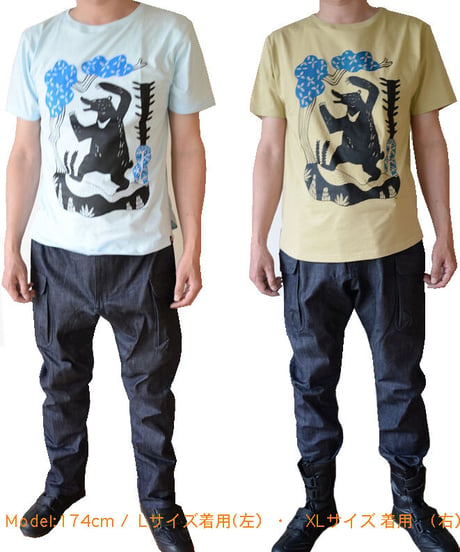 森のクマTシャツ（ライトブルー）