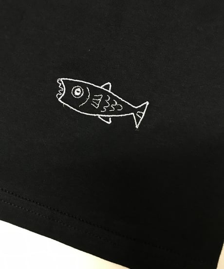 刺繍Tシャツ (フライングCAT・6oz/ブラック）