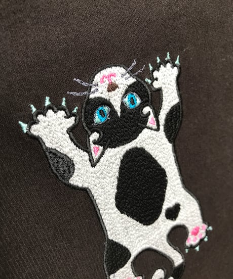 刺繍サコッシュ (CAT- No.5)黒ハチワレ２