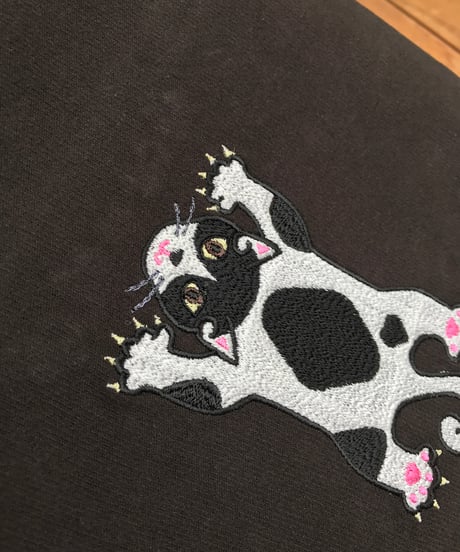 刺繍サコッシュ (CAT- No.4) 黒ハチワレ