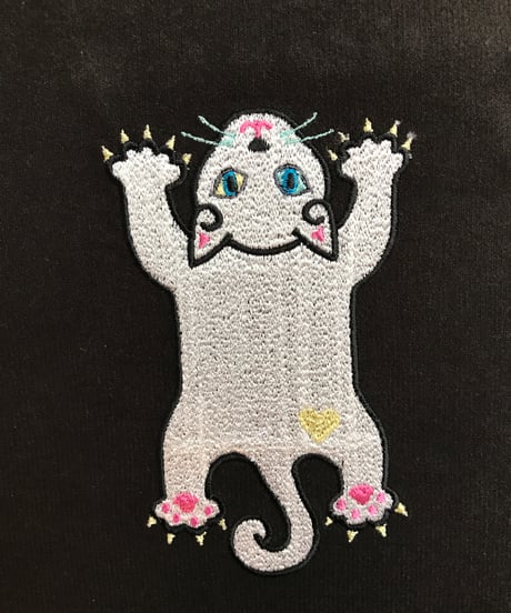 刺繍サコッシュ (CAT- No.1２)白猫オッドアイ