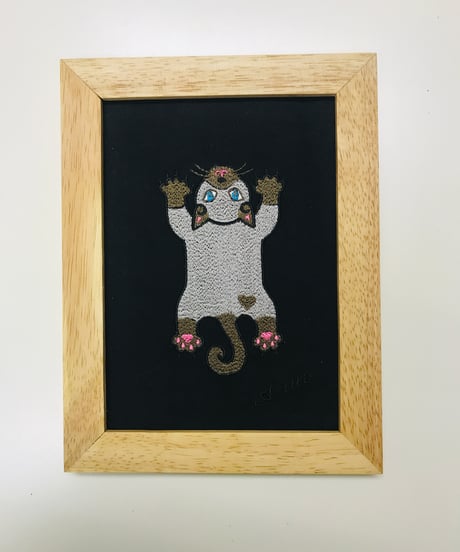 猫ちゃん刺繍画(2Lサイズ） No.9 (シャム２）